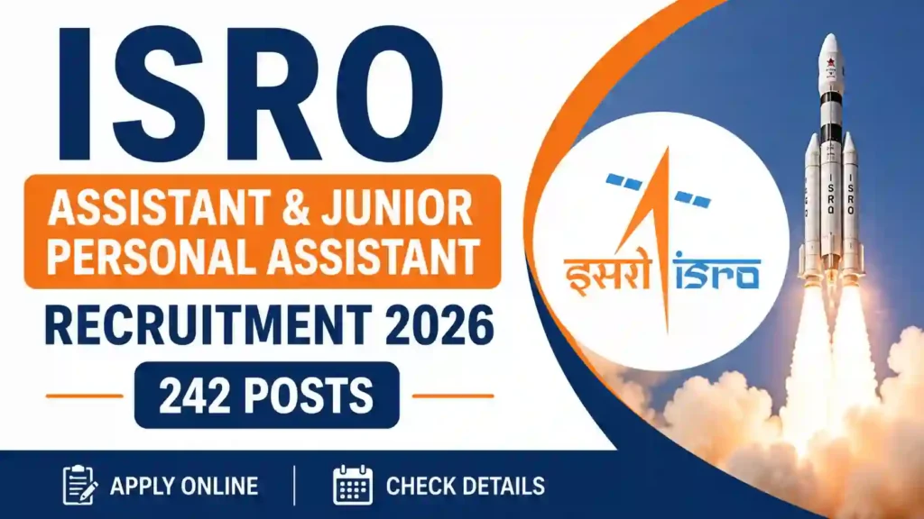 ISRO Assistant & Junior Personal Assistant  Recruitment 2026 Notification Released for 242 Posts, Apply Online