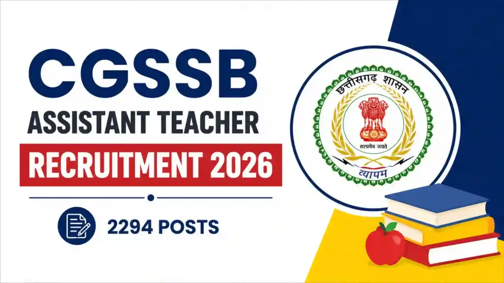 CGSSB Assistant Teacher Recruitment 2026 Notification Released & Apply Online for 2294 Posts