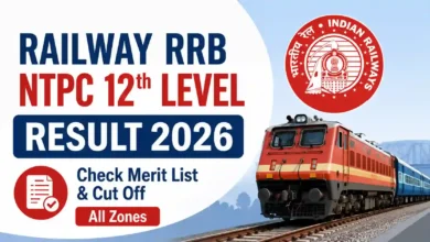 Railway RRB CEN 07/2025 NTPC 12th Level (3058 Posts) Result 2026 Released — Download Merit List & Cut Off PDF of All Zones
