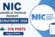 NIC Scientific & Technical Assistant Recruitment 2026 Notification Released for 376 Posts, Apply Online