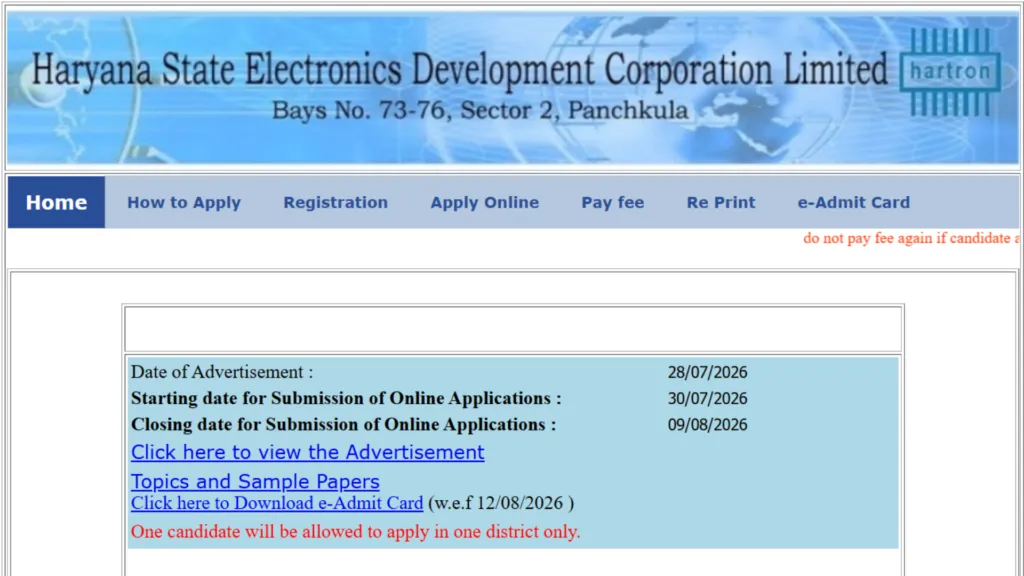 Hartron Junior Programmer Recruitment 2026 Notification Released & Apply Online for 530 Posts