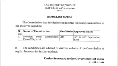 SSC Selection Post Phase-XIV (3003 Posts) Exam Date & Admit Card 2026 Released, Check Now