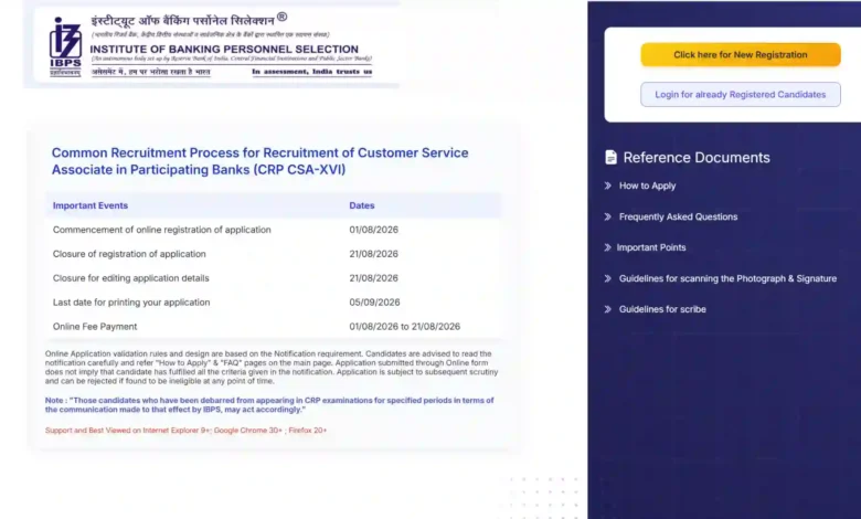 IBPS Clerk (CSA) CRP-XVI Recruitment 2026 Notification Released & Apply Online for 11403 Posts