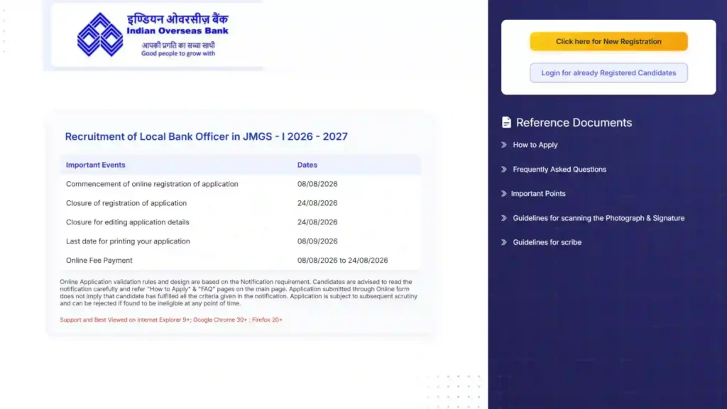 Indian Overseas Bank (IOB) Local Bank Officer (LBO) Recruitment 2026 Notification Released for 250 Posts, Apply Online