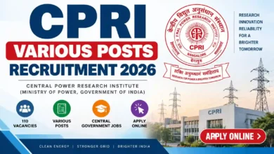 CPRI Recruitment 2026 Notification Released for 110 Various Posts, Apply Online