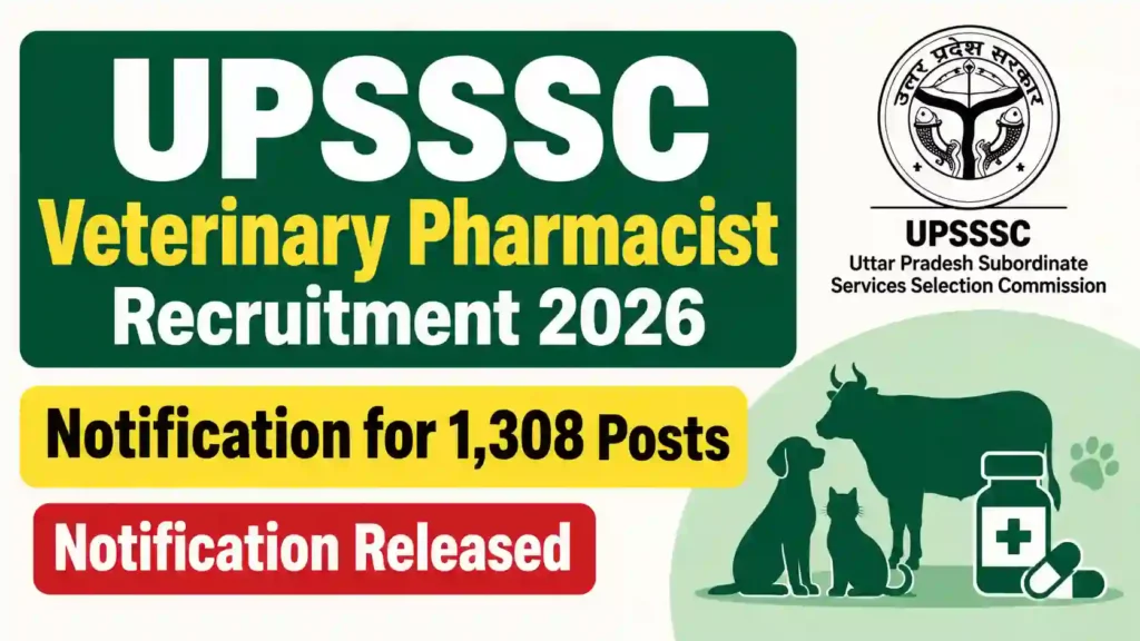UPSSSC Veterinary Pharmacist Recruitment 2026 Notification Released & Apply Online for 1308 Posts