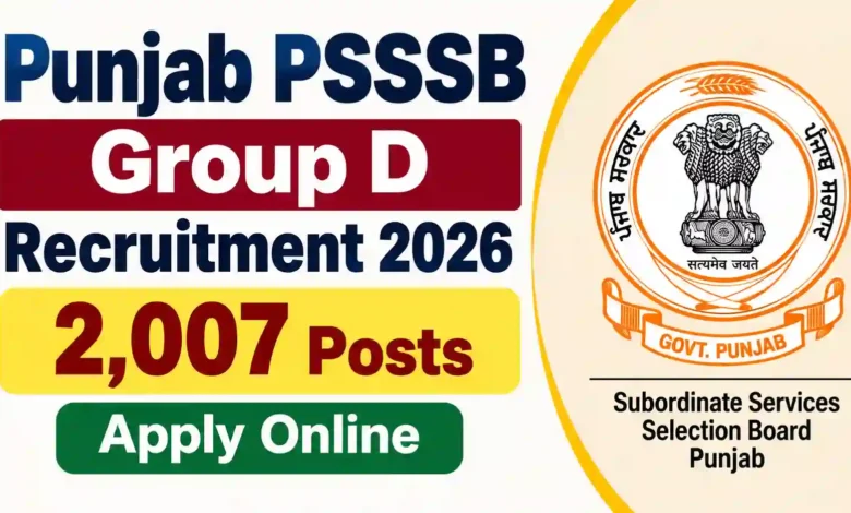 Punjab PSSSB Group D Recruitment 2026 Notification Released for 2007 Posts, Apply Online