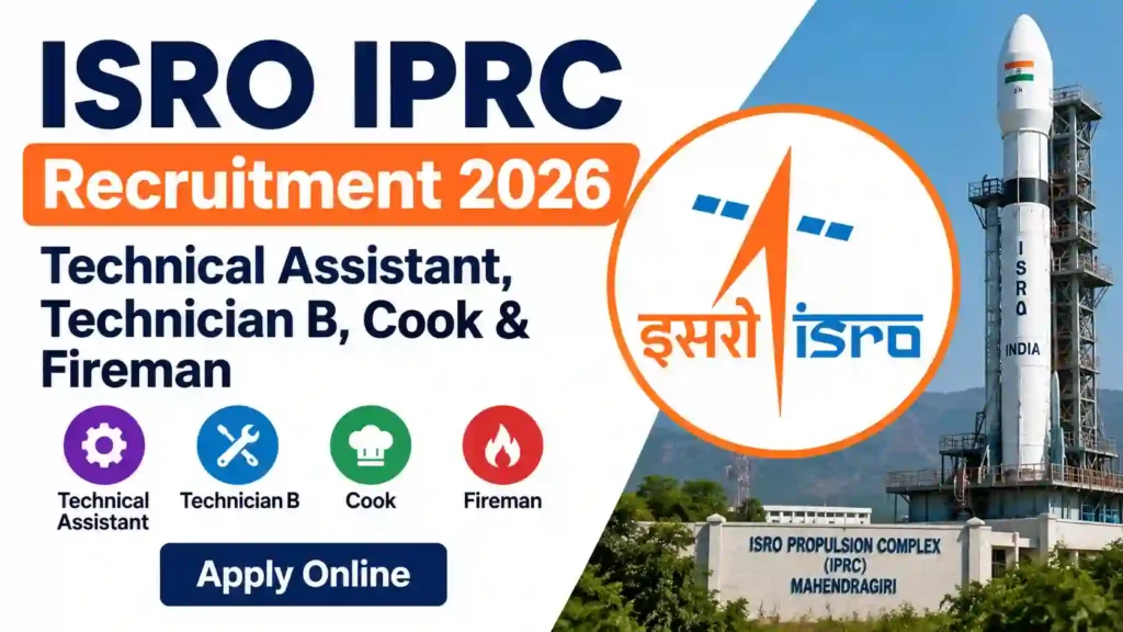 ISRO IPRC Technical Assistant, Technician B, Cook & Fireman Recruitment 2026 Notification Released & Apply Online
