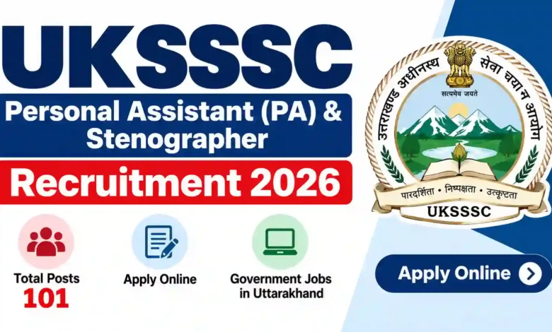 UKSSSC Personal Assistant (PA) & Stenographer Recruitment 2026 Notification Released for 101 Posts, Apply Online