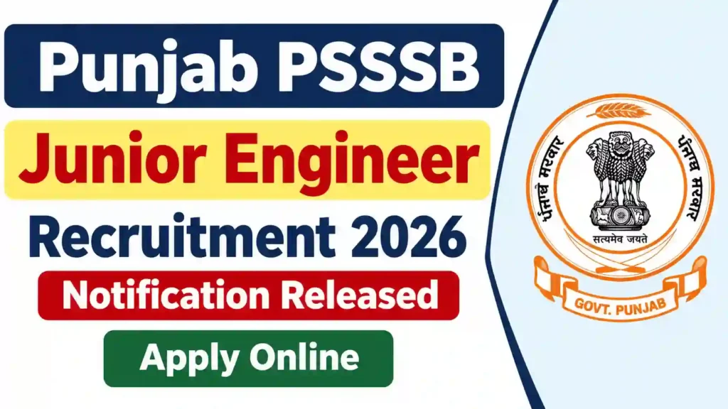 Punjab PSSSB Junior Engineer Recruitment 2026 Notification Released & Apply Online for 262 Posts