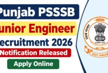 Punjab PSSSB Junior Engineer Recruitment 2026 Notification Released & Apply Online for 262 Posts