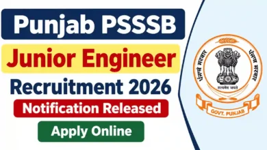 Punjab PSSSB Junior Engineer Recruitment 2026 Notification Released & Apply Online for 262 Posts