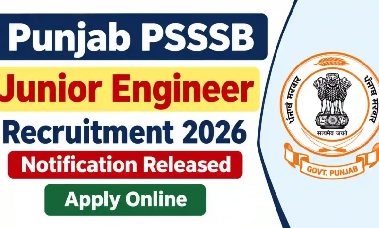 Punjab PSSSB Junior Engineer Recruitment 2026 Notification Released & Apply Online for 262 Posts