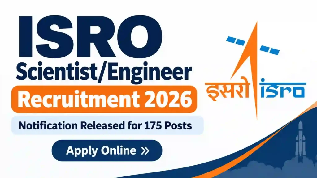 ISRO Scientist / Engineer Recruitment 2026 Notification Released for 175 Posts, Apply Online