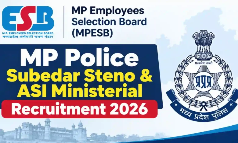 MPESB MP Police Subedar Steno & ASI Ministerial Recruitment 2026 Notification Released for 655 Posts, Apply Online