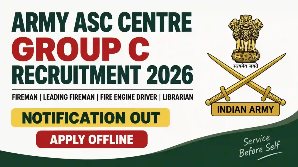 Army ASC Centre Group C Recruitment 2026 Notification & Offline Form
