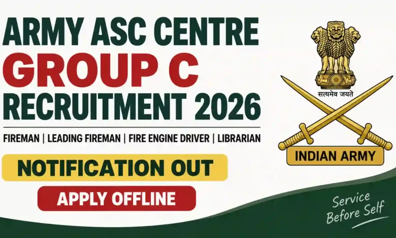 Army ASC Centre Group C Recruitment 2026 Notification & Offline Form