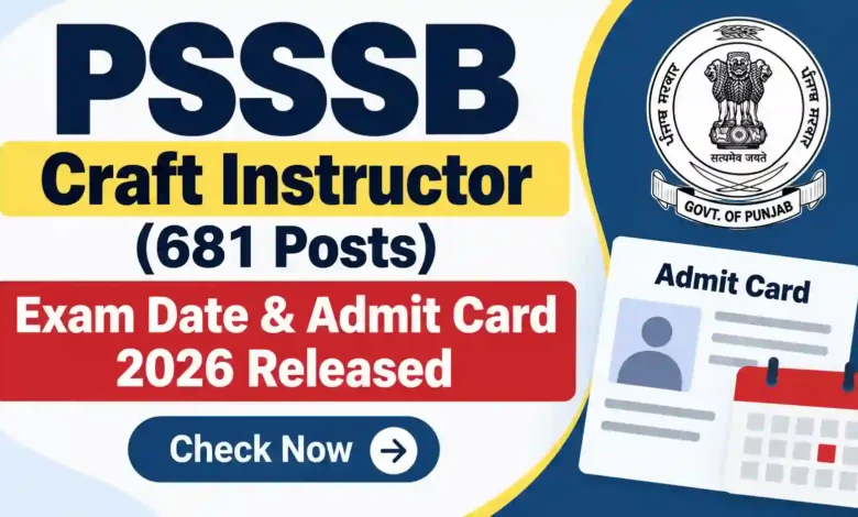 PSSSB Craft Instructor (681 Posts) Exam Date & Admit Card 2026 Released, Check Now