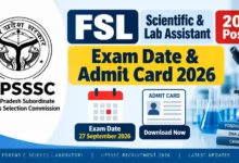 UPSSSC FSL Scientific & Lab Assistant (208 Posts) Exam Date & Admit Card 2026 Released, Check Now