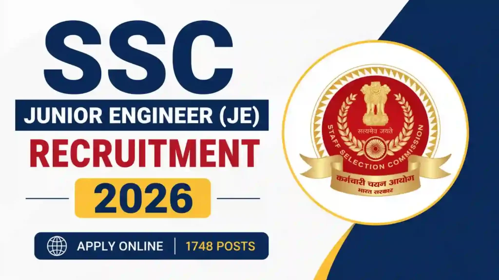 SSC Junior Engineer (JE) Recruitment 2026 Notification Released & Apply Online for 1748 Posts