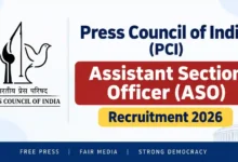 Press Council of India ASO Recruitment 2026 Notification & Offline Form