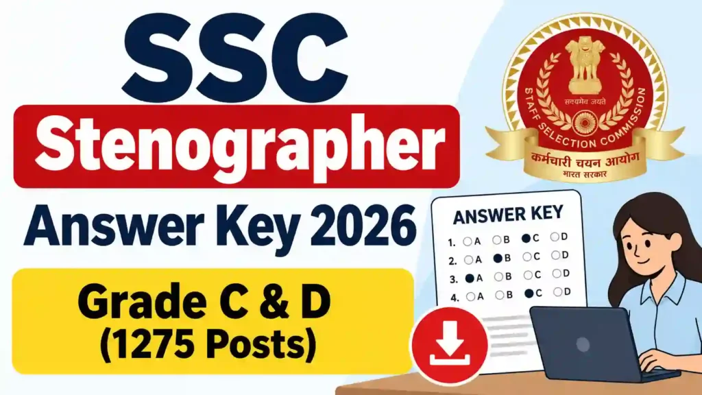 SSC Stenographer Grade C & D (1275 Posts) Answer Key 2026 Released, Download Response Sheet