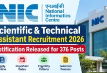 NIC Scientific & Technical Assistant Recruitment 2026 Notification Released for 376 Posts, Apply Online