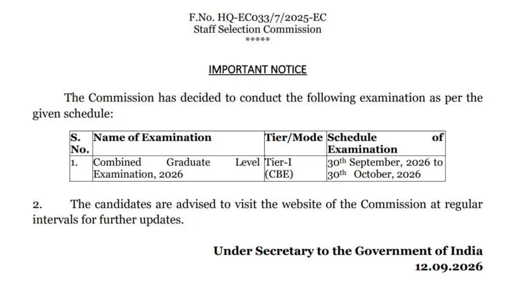 SSC CGL (Graduate Level-12256 Various Posts) Exam Date & Admit Card 2026 Released, Check Now