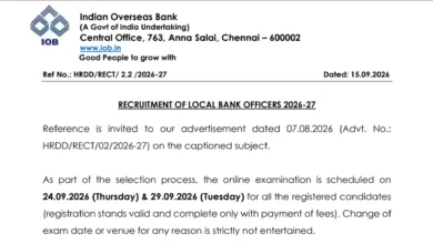 Indian Overseas Bank Local Bank Officer (250 Posts) Exam Date & Admit Card 2026 Released, Check Now