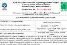 CSIR NEERI Recruitment 2026 Notification Released for Technical Assistant & Technical Officer Posts, Apply Online