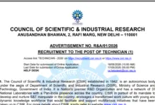 CSIR Technician Recruitment 2026 Notification Released for 43 Posts, Apply Online
