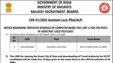 Railway RRB CEN 01/2026 ALP (11127 Posts) Exam Date & Admit Card 2026 Released, Check Now