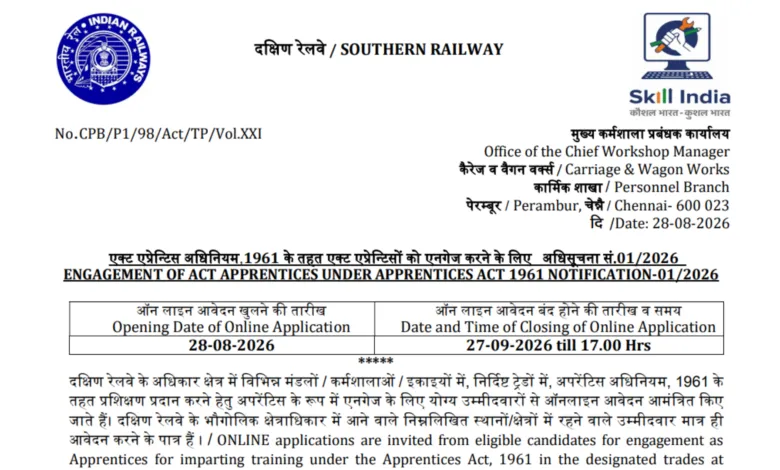 Railway RRC SR Apprentice Recruitment 2026 Notification Released & Apply Online for 4471 Posts
