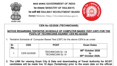 Railway RRB CEN 02/2026 Technician (6565 Posts) Exam Date & Admit Card 2026 Released, Check Now