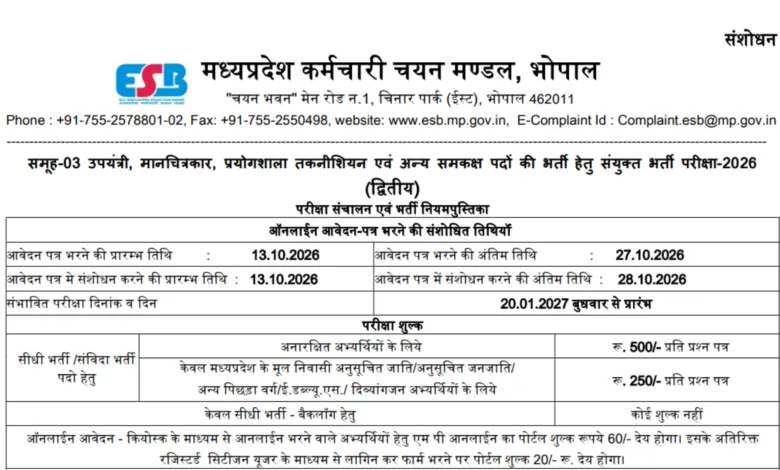MPESB Group-3 Sub Engineer Recruitment 2026 Notification Released for 1715 Posts, Apply Online