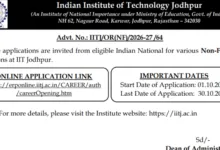 IIT Jodhpur Non-Teaching Recruitment 2026 Notification Released for Various Posts; Apply Online