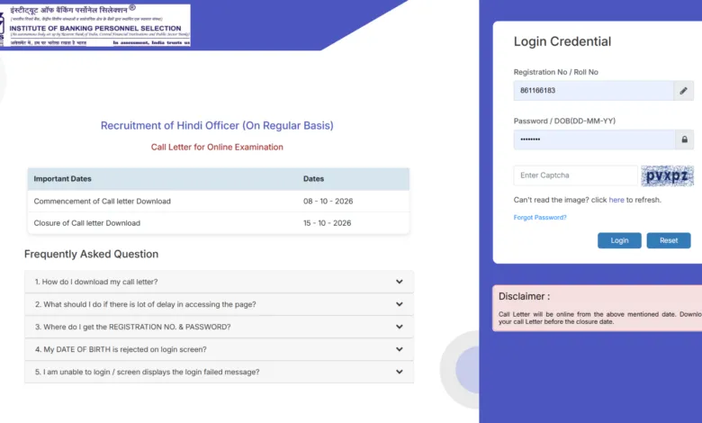 IBPS Hindi Officer Admit Card 2026 Released – Direct Link To Download Call Letter