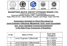 Rajasthan RVUNL Junior Engineer, Junior Assistant & Junior Accountant (2005 Posts) Exam Date & Admit Card 2026 Released, Check Now