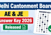 Delhi Cantonment Board AE & JE Answer Key 2026 Released – Check From This Link