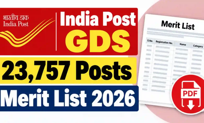 India Post GDS (23757 Posts) Result 2026 Released – Download Merit List PDF