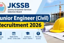 JKSSB Junior Engineer (Civil) Recruitment 2026 Notification Released for 458 Posts, Apply Online