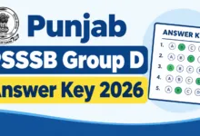 Punjab PSSSB Group D (2098 Posts) Answer Key 2026 Released, Download Official Answer Key PDF