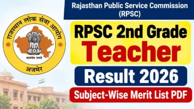RPSC 2nd Grade Teacher (9651 Posts) Result 2026 Released – Direct Link to Download Subject-wise Merit List PDF