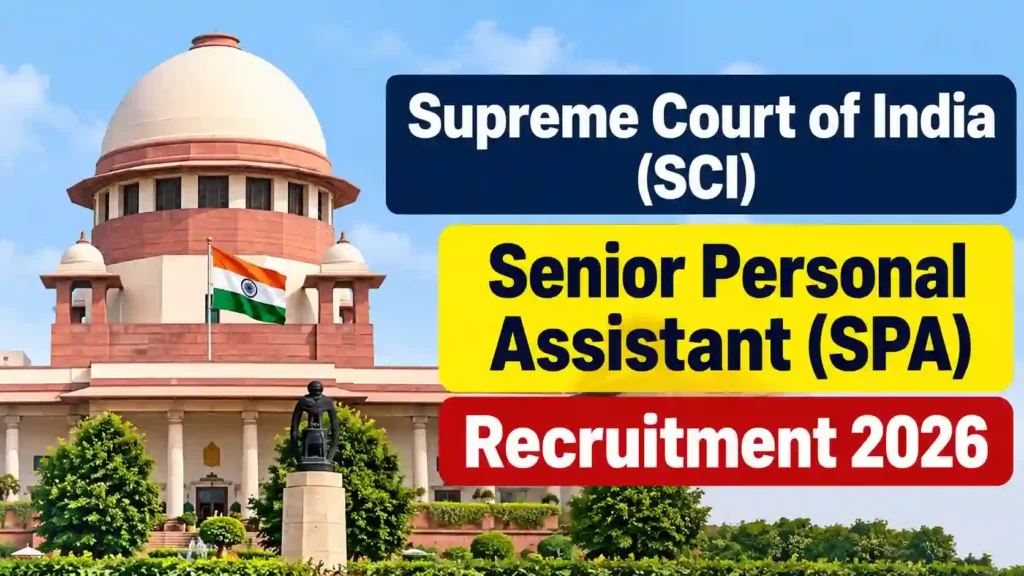 Supreme Court of India (SCI) Senior Personal Assistant (SPA) Recruitment 2026 Notification Released & Apply Online
