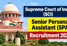 Supreme Court of India (SCI) Senior Personal Assistant (SPA) Recruitment 2026 Notification Released & Apply Online